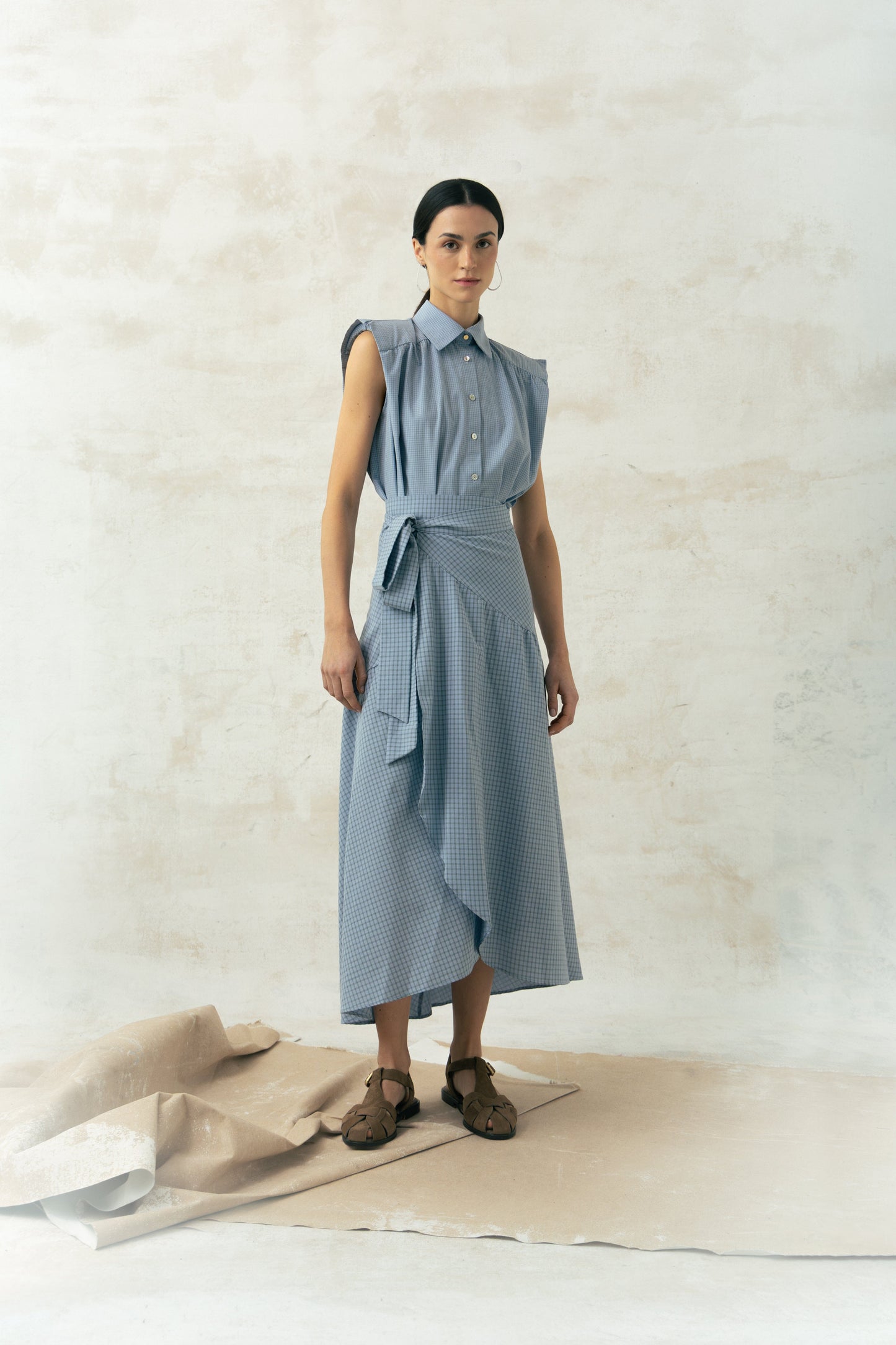Falda Carlota Cuadros Azul Tiza Skirts Julise Magon 
