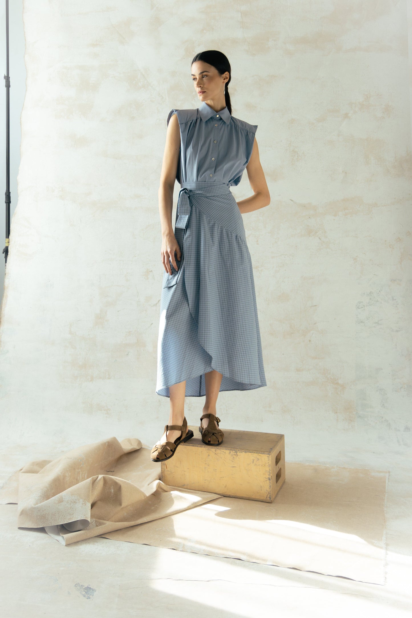 Falda Carlota Cuadros Azul Tiza Skirts Julise Magon 