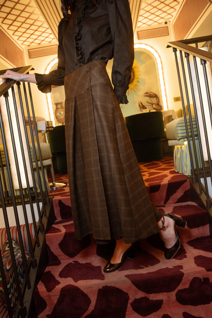 Falda Cinnamon Lana Cuadros Marrón Skirts IPA BRAND 