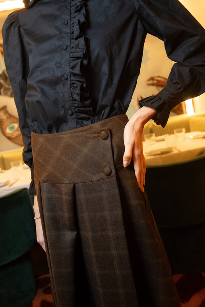 Falda Cinnamon Lana Cuadros Marrón Skirts IPA BRAND 