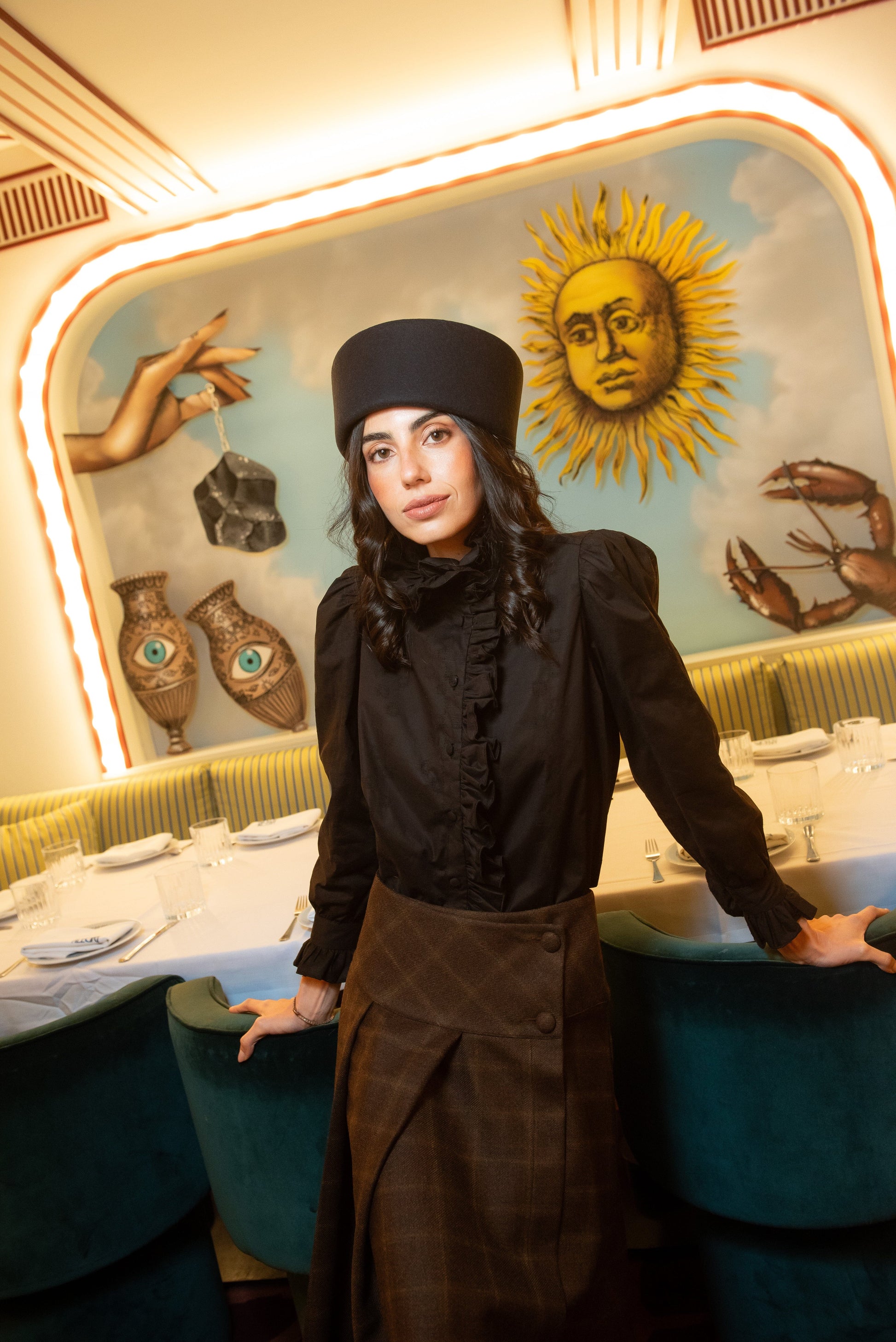 Falda Cinnamon Lana Cuadros Marrón Skirts IPA BRAND 