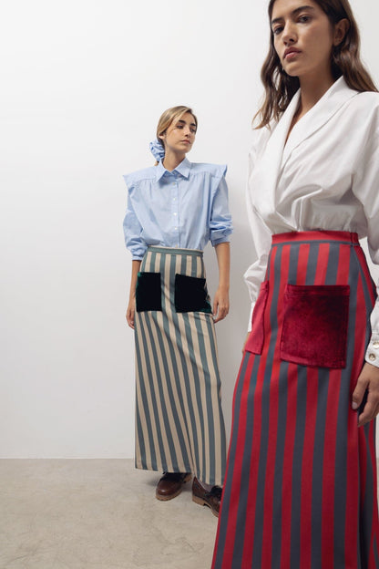Falda Claudia rayas rojas Falda Julise Magon 