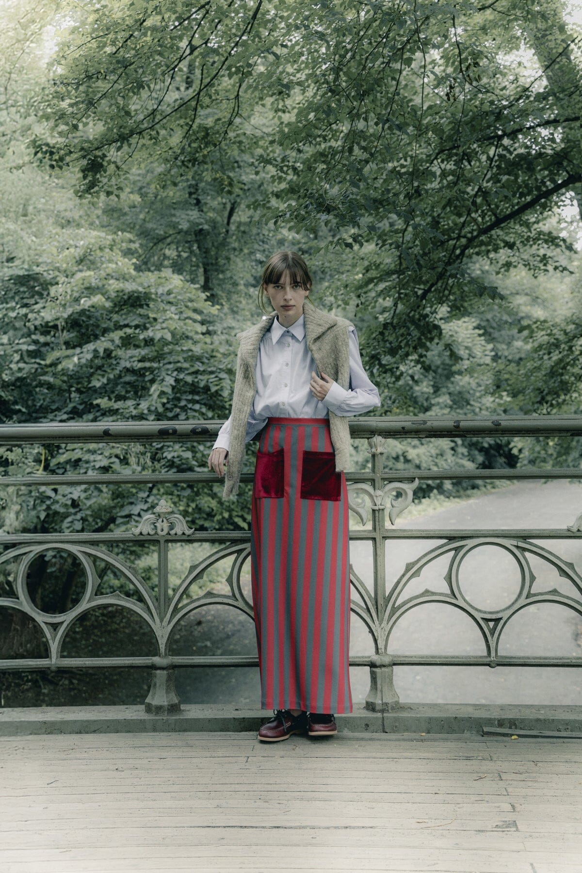 falda-claudia-rayas-rojas Skirts Julise Magon 