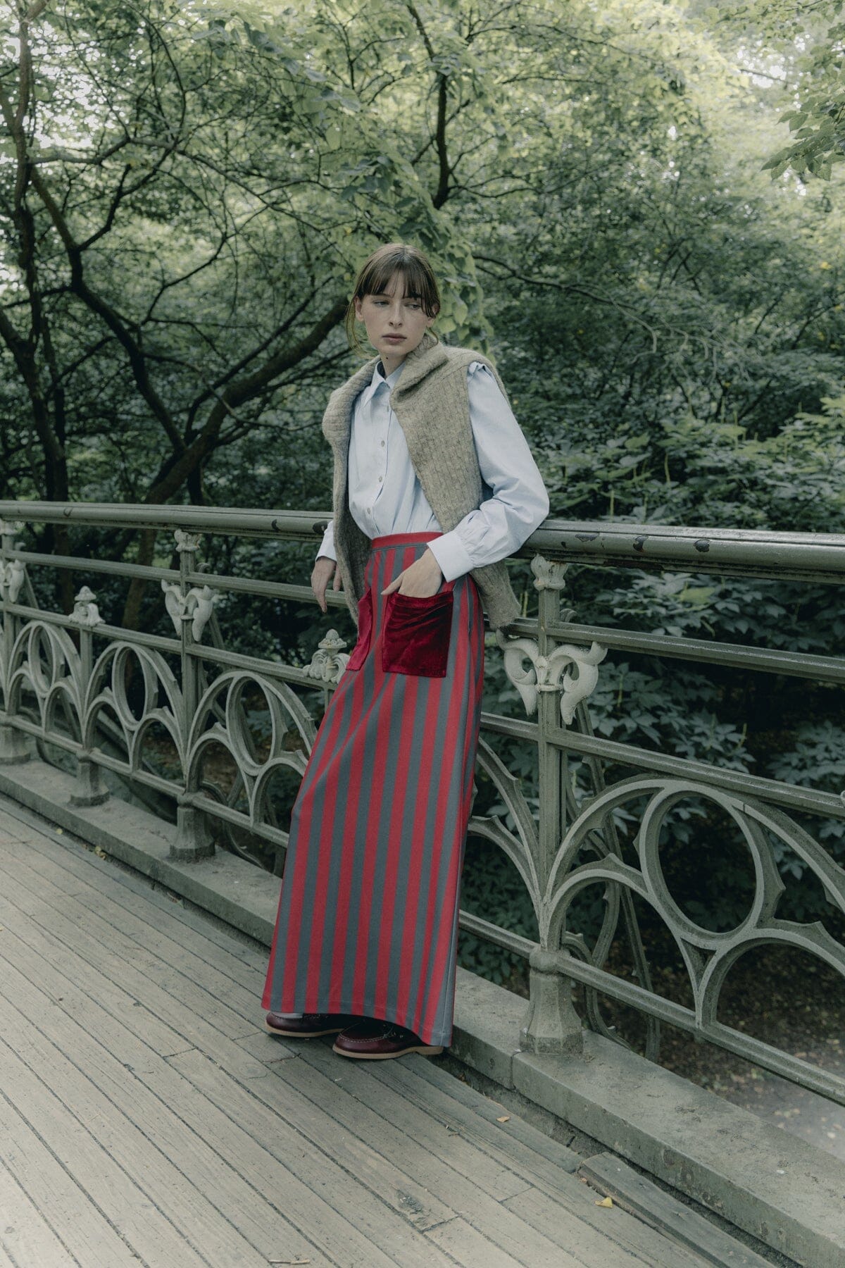 falda-claudia-rayas-rojas Skirts Julise Magon 