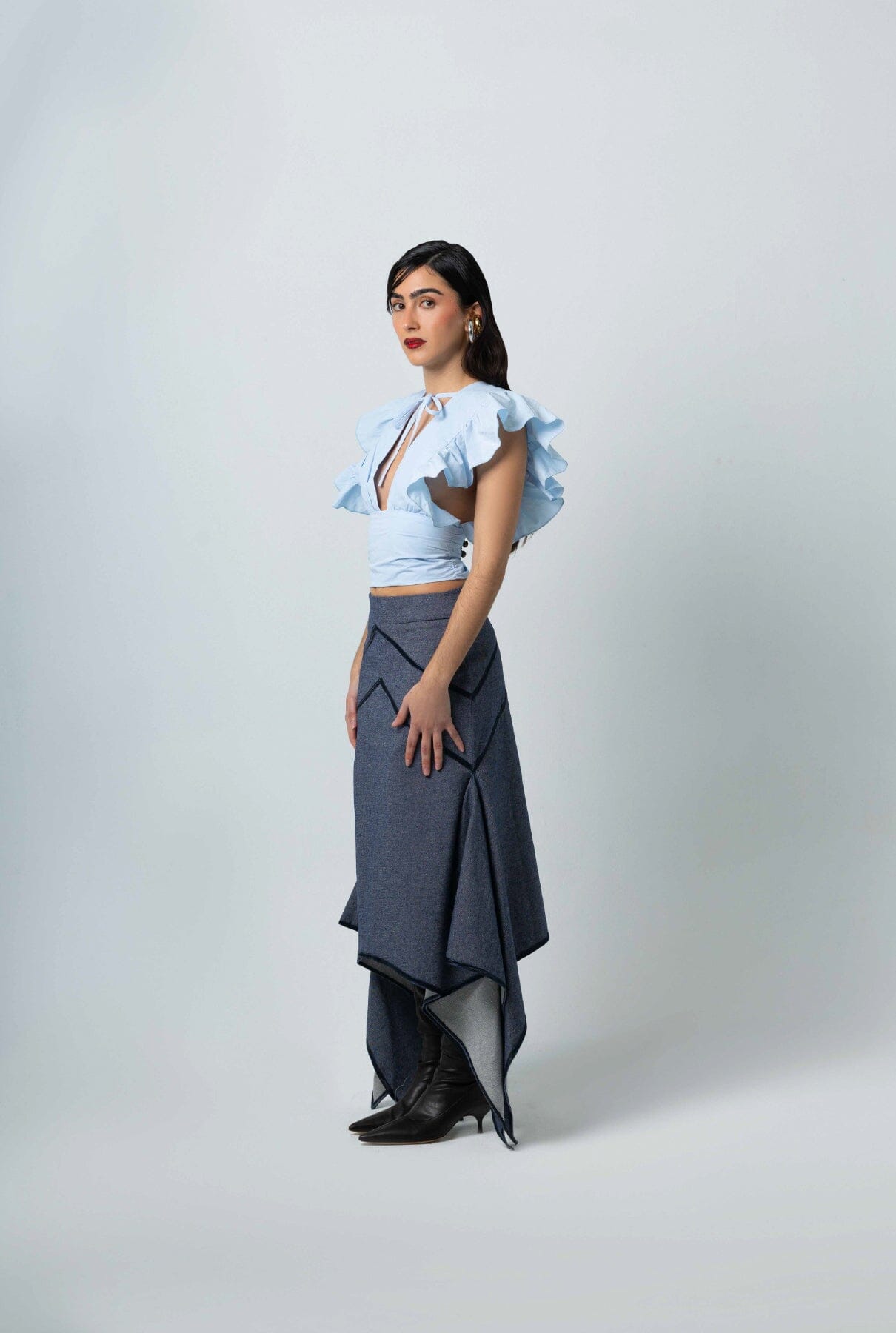 Falda con cortes azul marino Skirts E.R.A.X. 