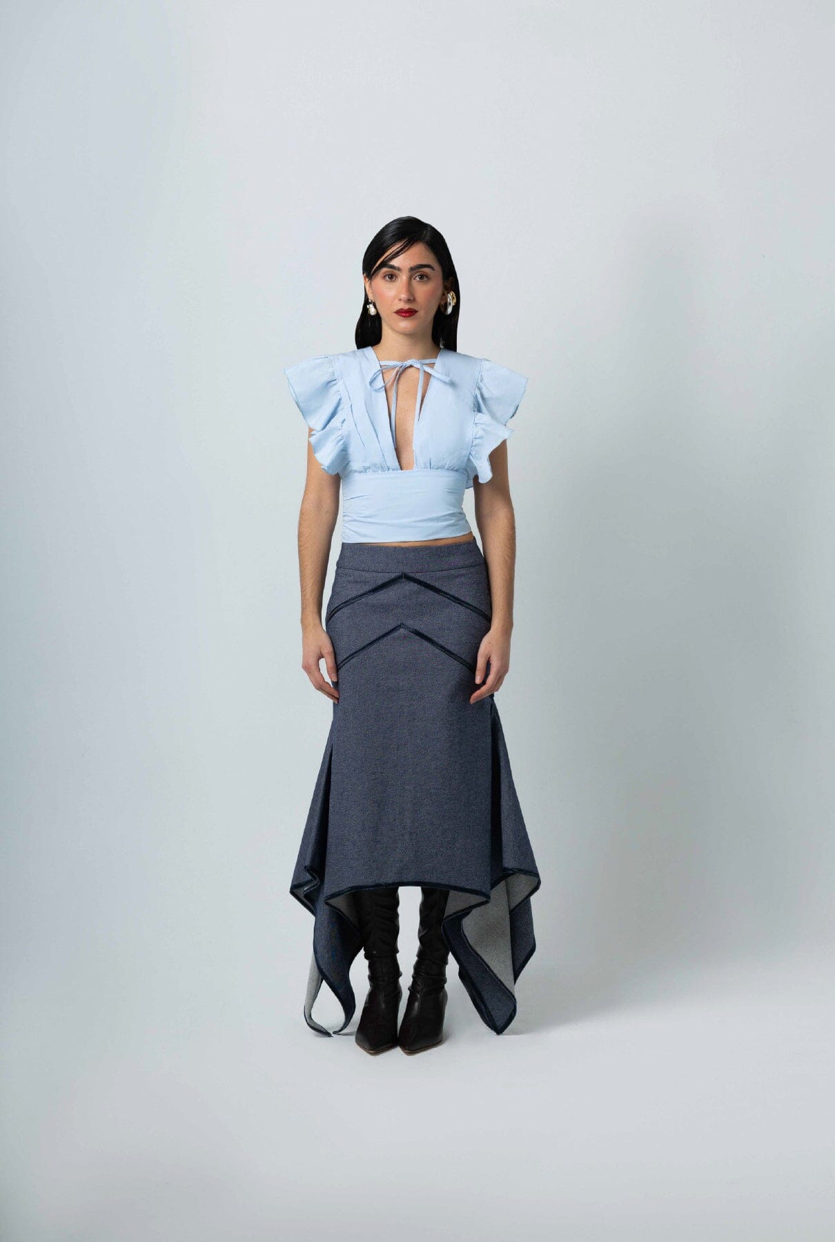 Falda con cortes azul marino Skirts E.R.A.X. 