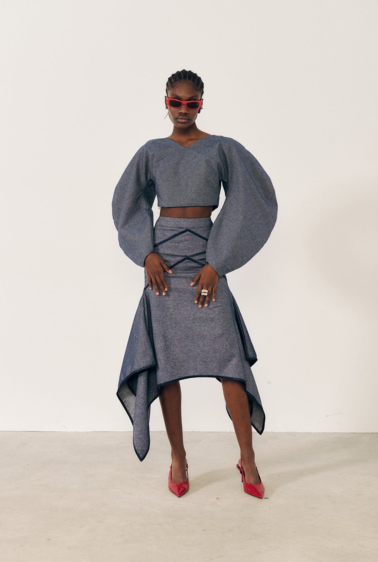 Falda con cortes azul marino Skirts E.R.A.X. 