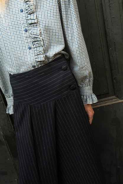 Falda Cruzada Valmira Rayas Azul Oscuro Skirts IPA BRAND 