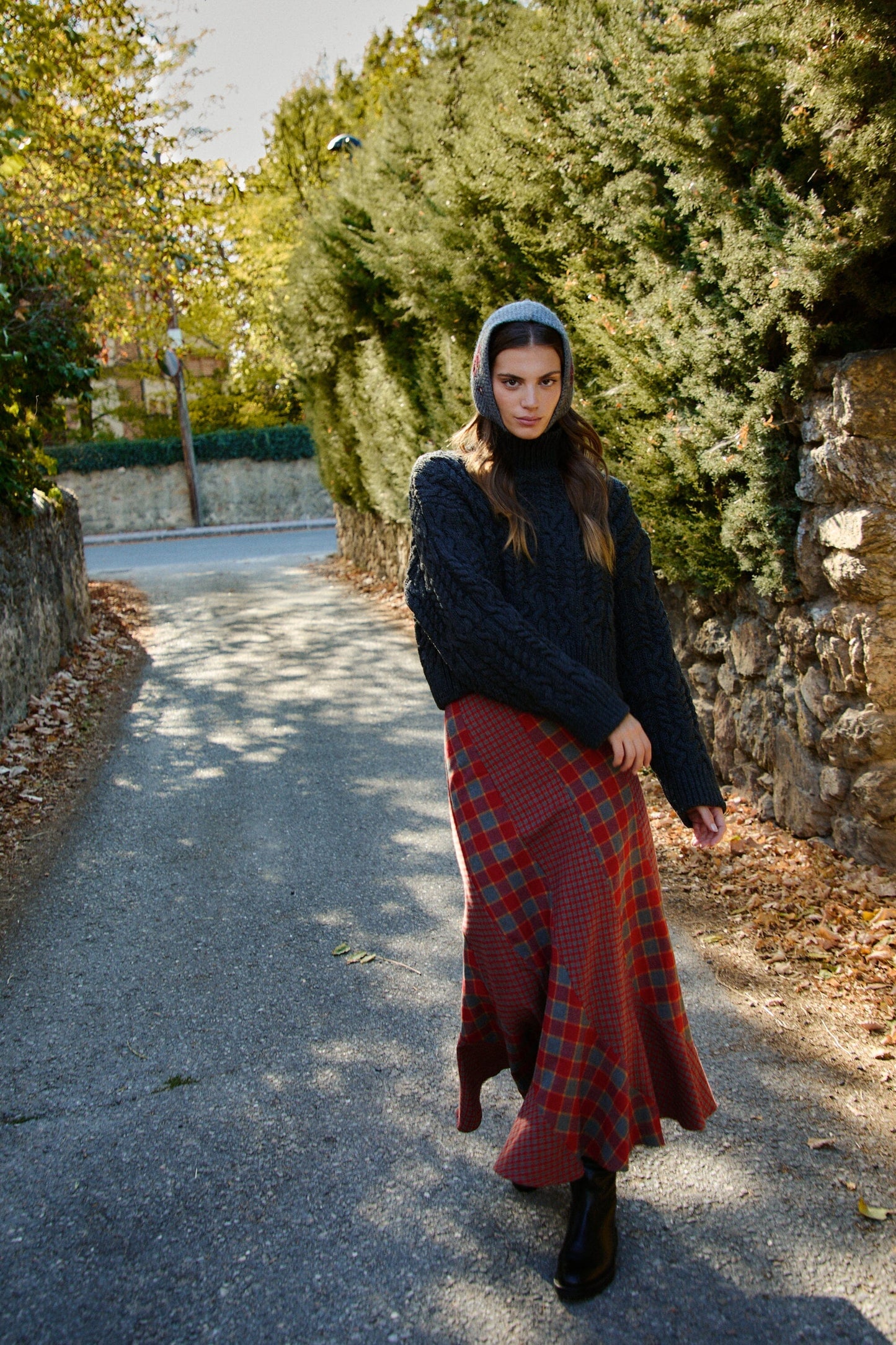 FALDA GILDA CUADROS ROJO Y GRIS Skirts Werit 