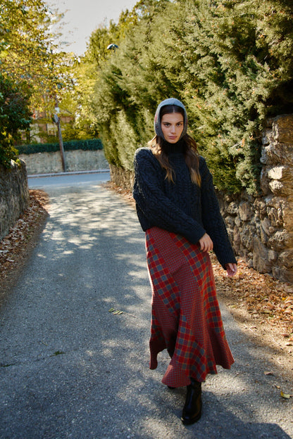 FALDA GILDA CUADROS ROJO Y GRIS Skirts Werit 