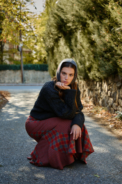 FALDA GILDA CUADROS ROJO Y GRIS Skirts Werit 