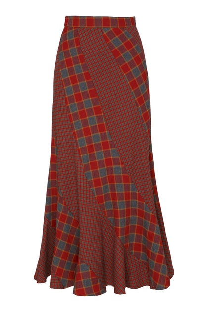 FALDA GILDA CUADROS ROJO Y GRIS Skirts Werit 