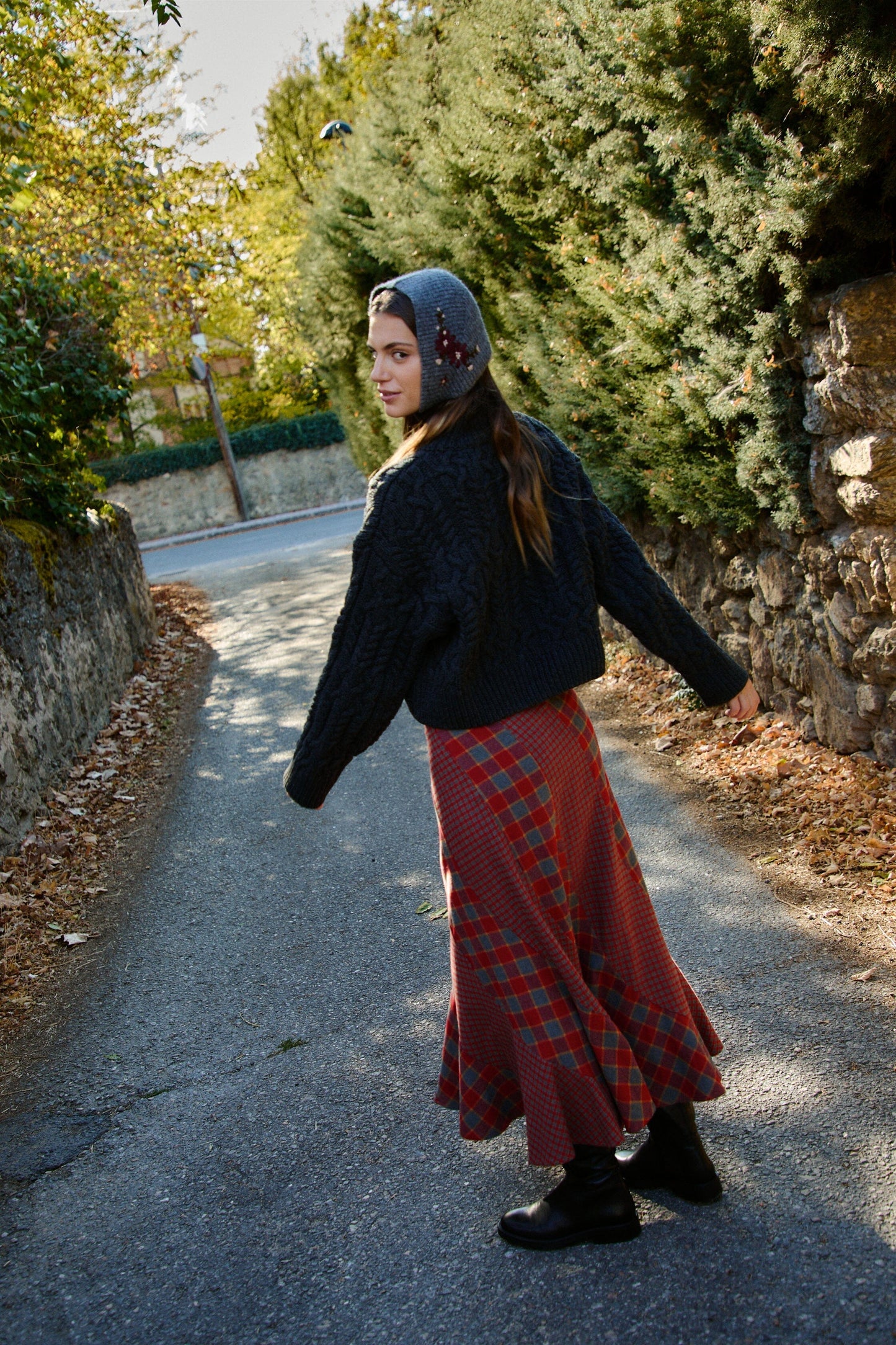 FALDA GILDA CUADROS ROJO Y GRIS Skirts Werit 