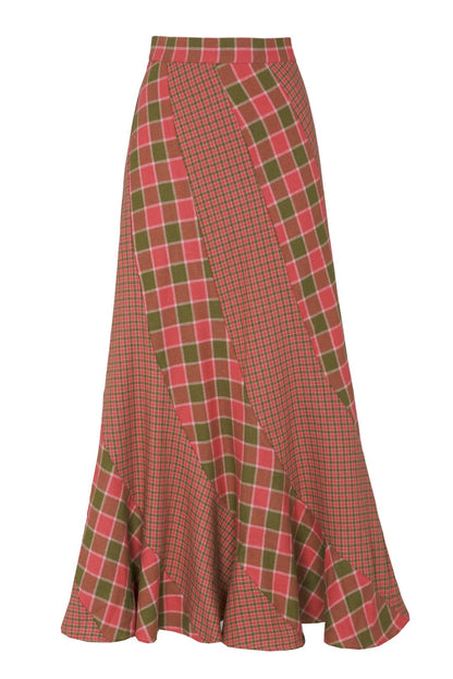 FALDA GILDA CUADROS ROSA Y KAKI Skirts Werit 
