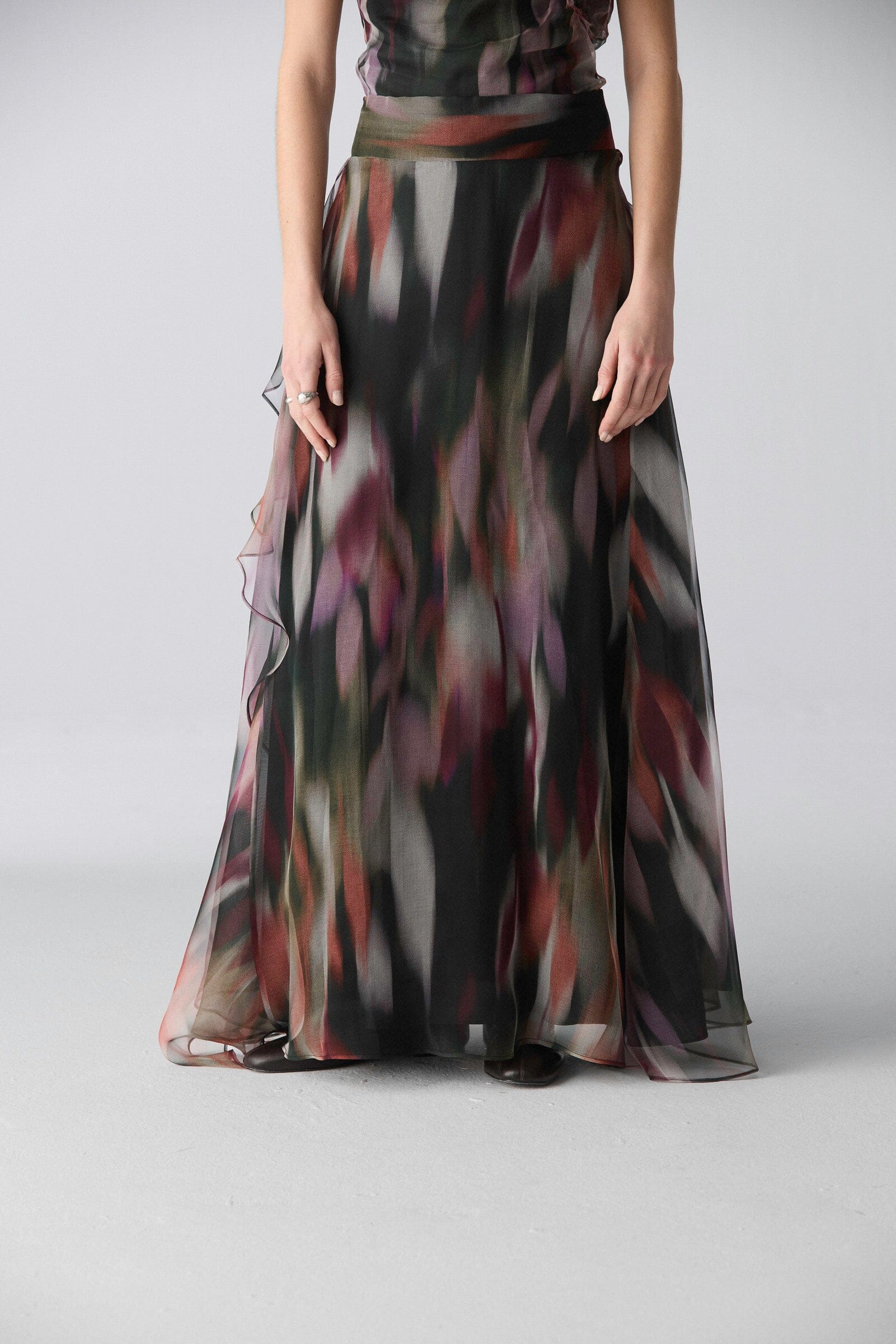 Falda larga de organza estampada Skirts Miguel Marinero 