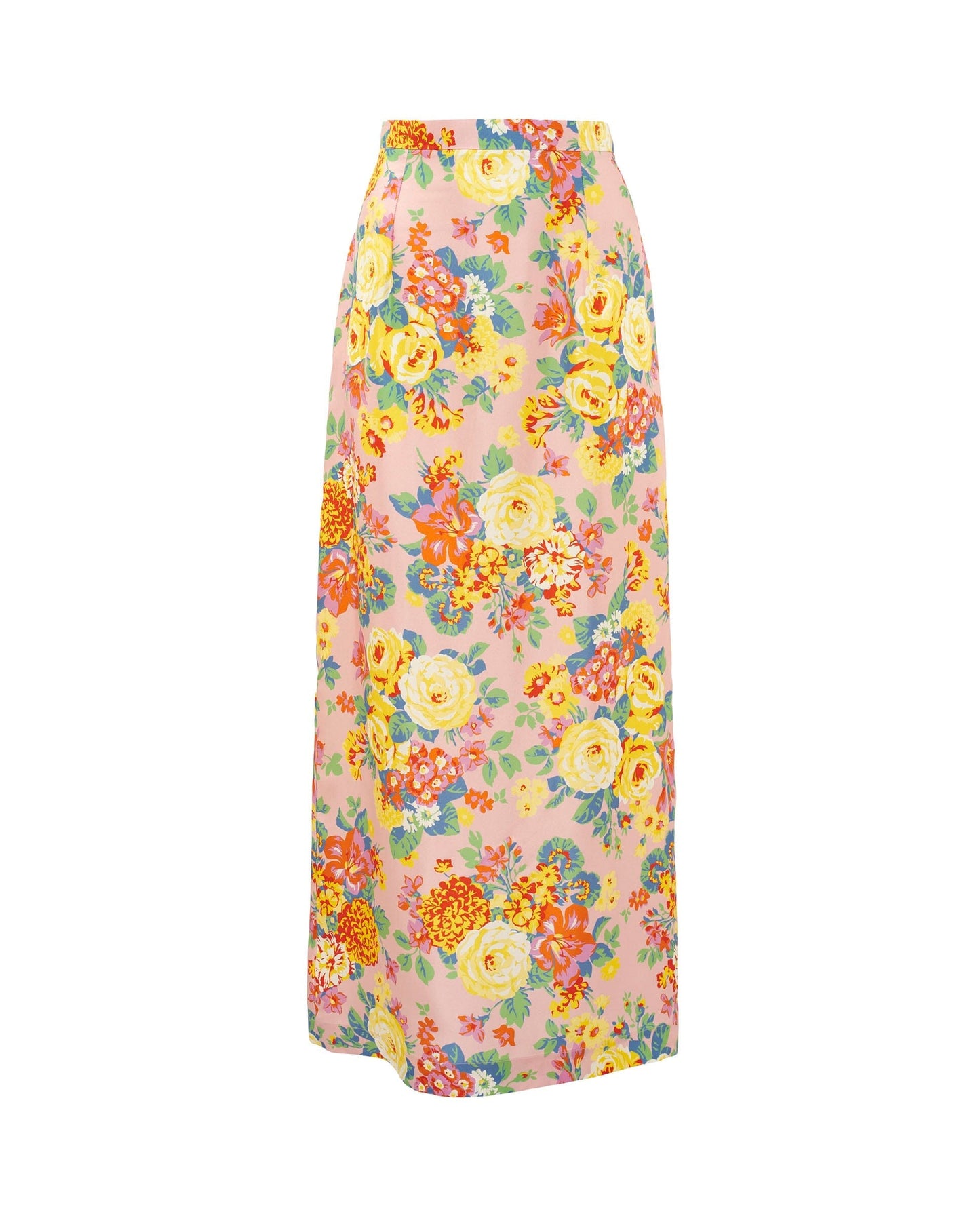 Falda larga estampado floral rosa de seda Skirts Mirto 