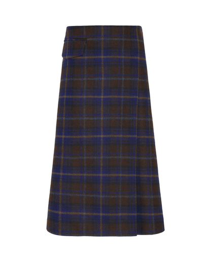 Falda midi azul cuadros de lana Shetland · Mirto · vista 4