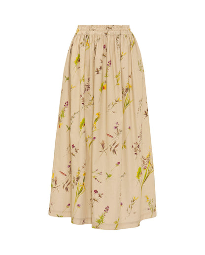 Falda midi beige de algodón estampado floral MUJER / FALDAS Mirto 