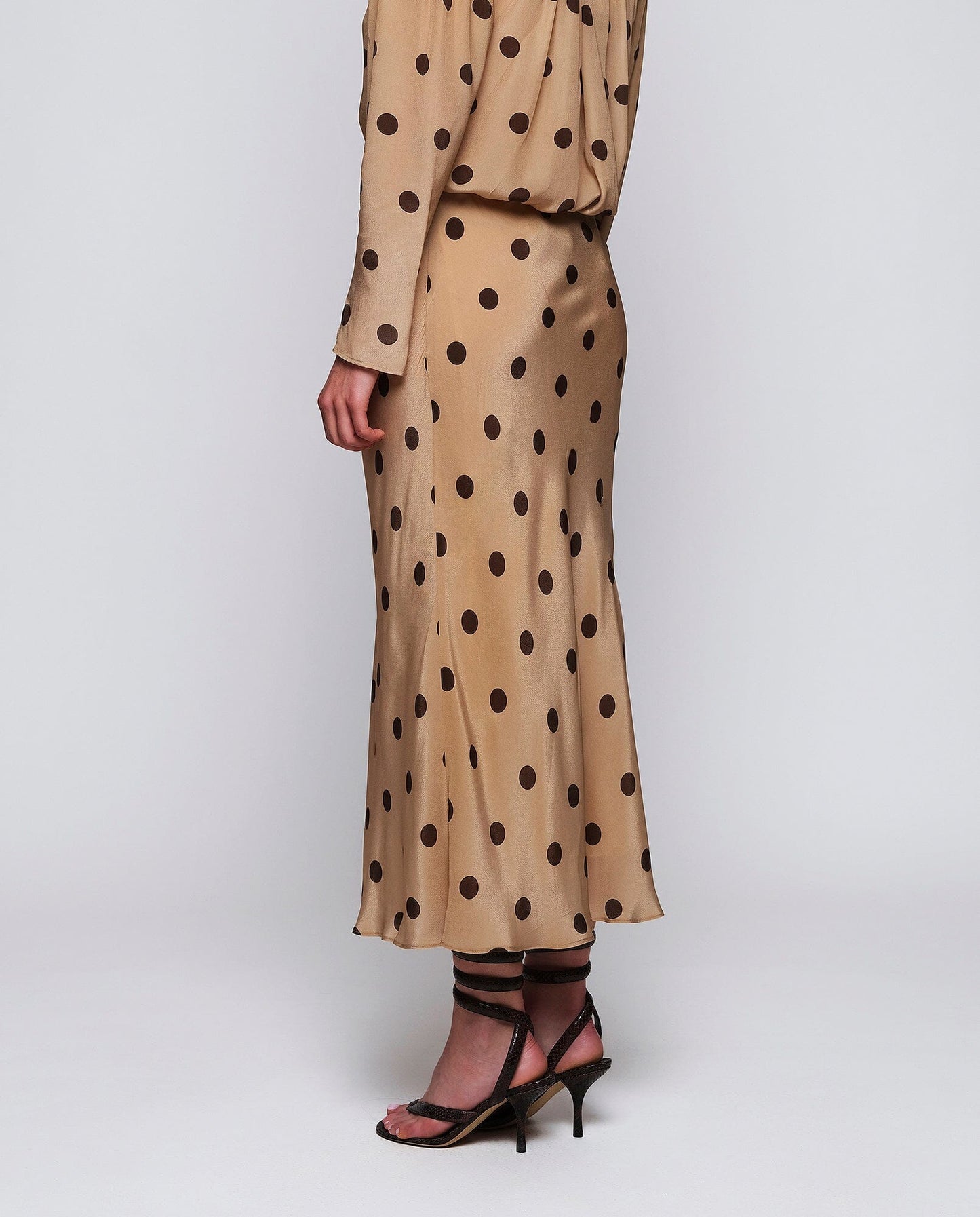 Falda midi beige estampado lunares marrón Skirts Mirto 