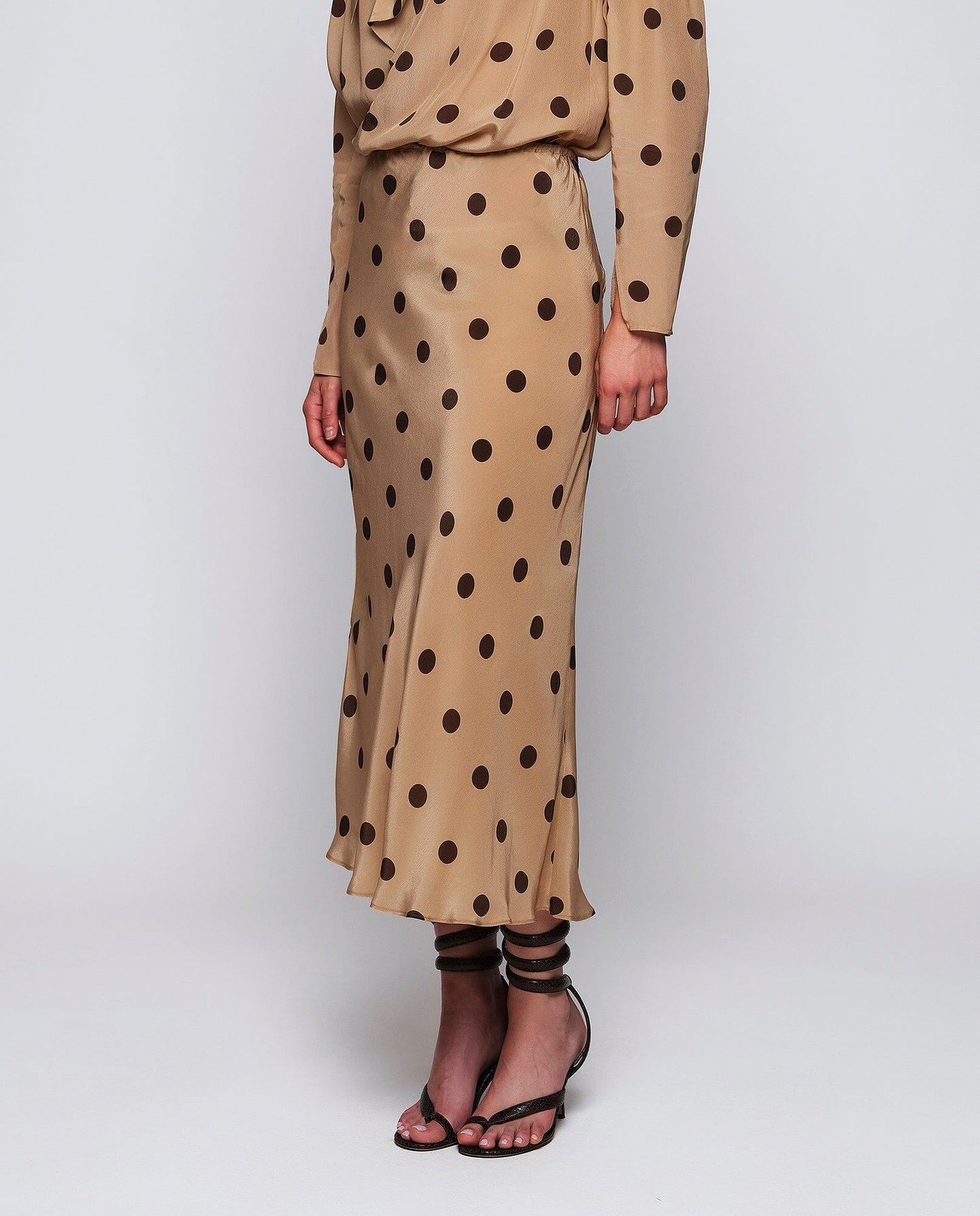 Falda midi beige estampado lunares marrón Skirts Mirto 