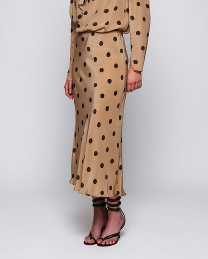 Falda midi beige estampado lunares marrón Skirts Mirto 
