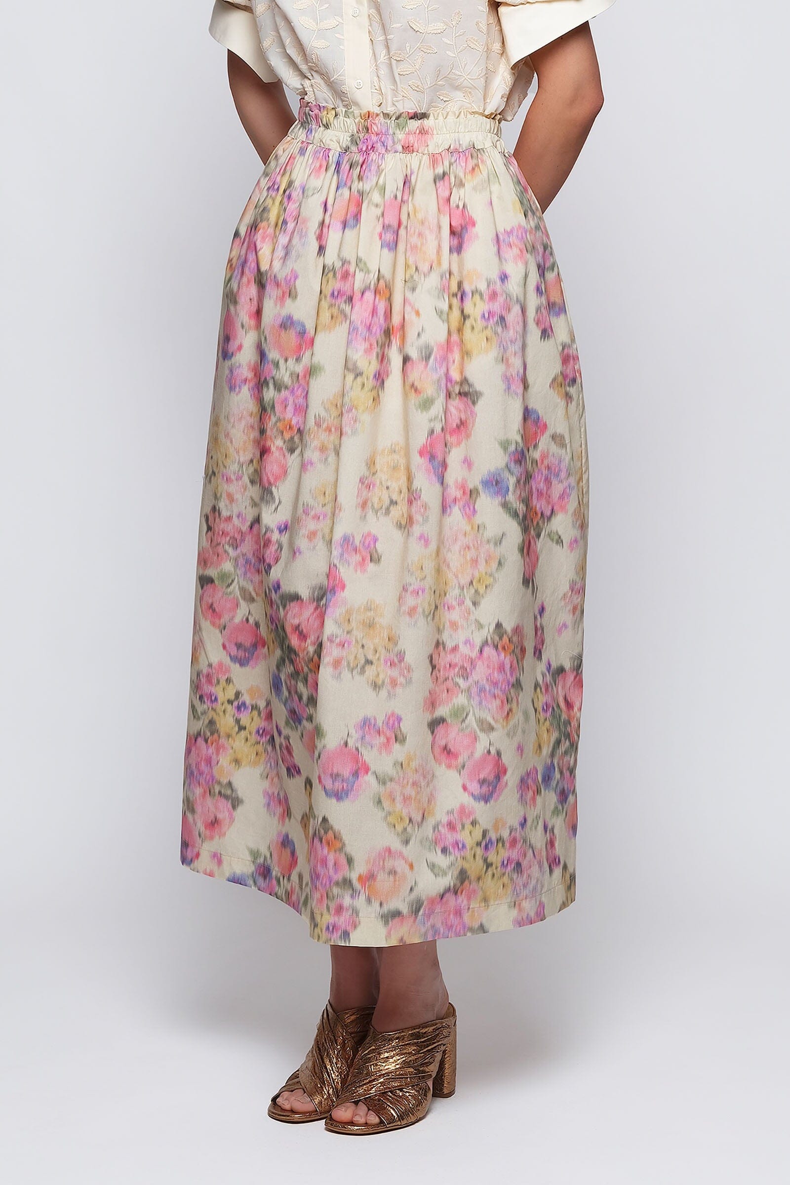 Falda midi de algodón estampado floral Skirts Mirto 
