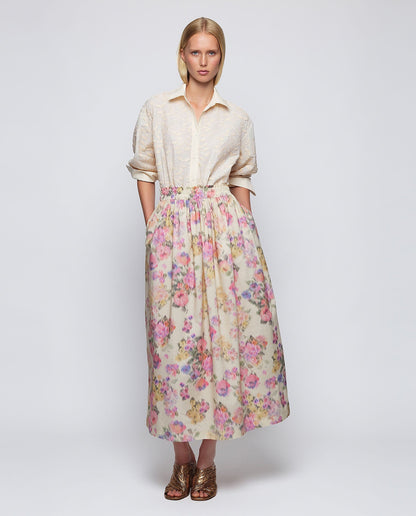Falda midi de algodón estampado floral Skirts Mirto 