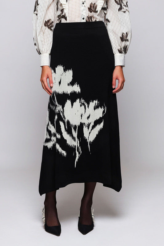 Falda negra de punto jacquard Skirts Mirto 