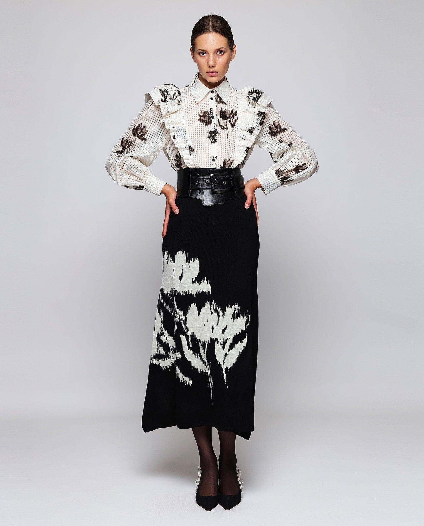 Falda negra de punto jacquard Skirts Mirto 