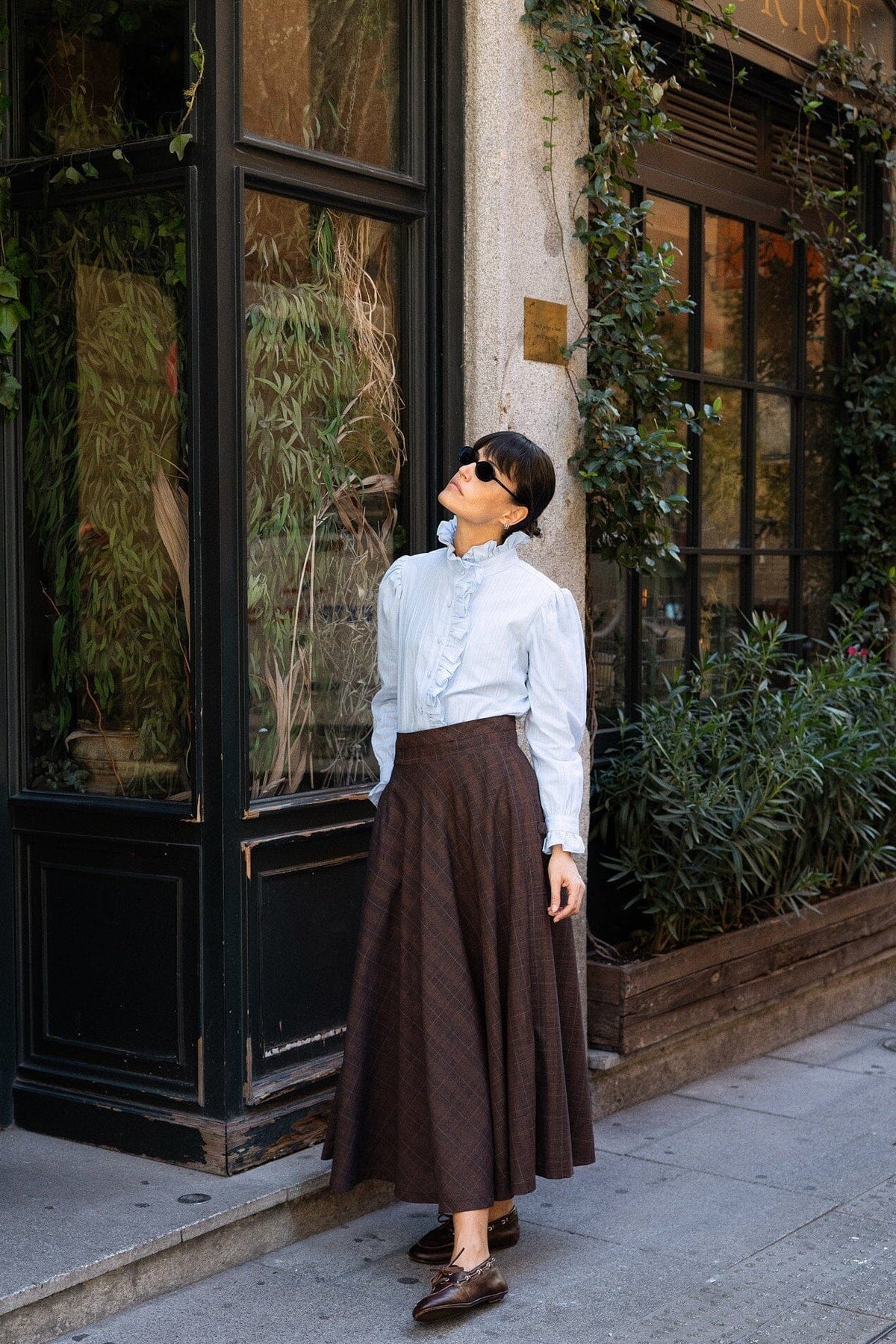 Falda Nina Midi Cuadros Marrón · Ipa Brand
