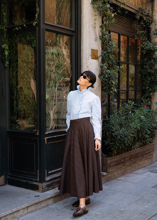 Falda Nina Midi Cuadros Marrón Skirts IPA BRAND 