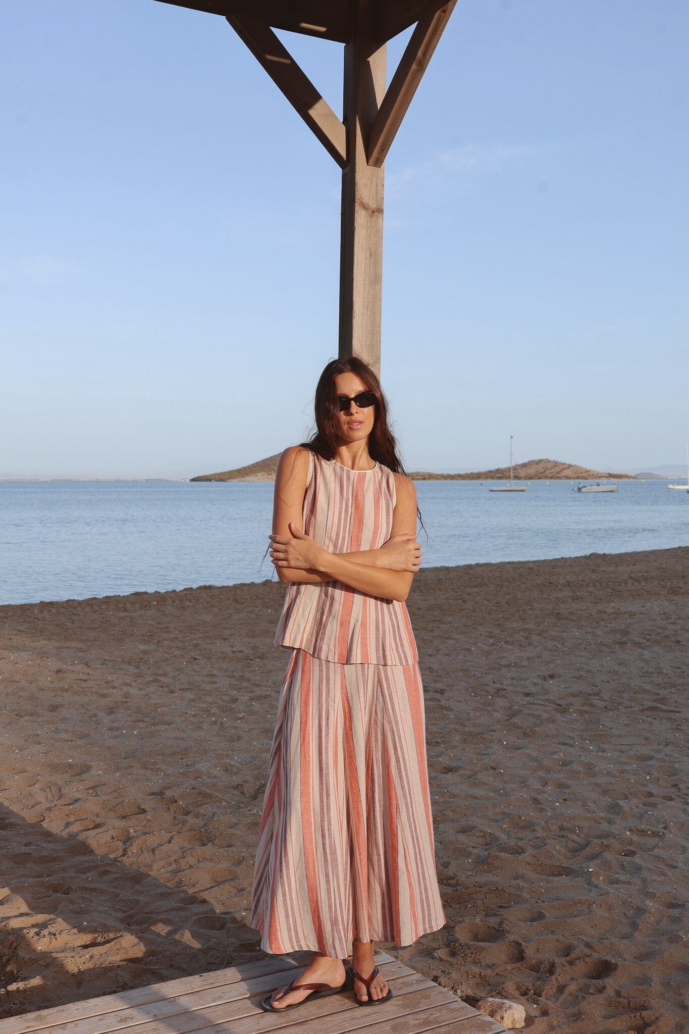 Falda Ola Rayas Coral y Lila Skirts IPA BRAND 