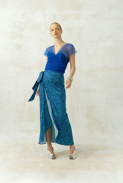 Falda Pareo Sole Lunares Azul Skirts Julise Magon 