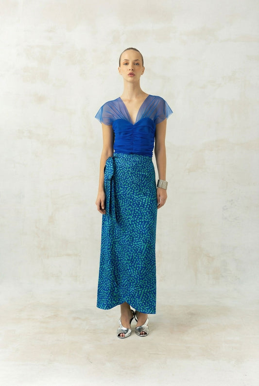 Falda Pareo Sole Lunares Azul Skirts Julise Magon 