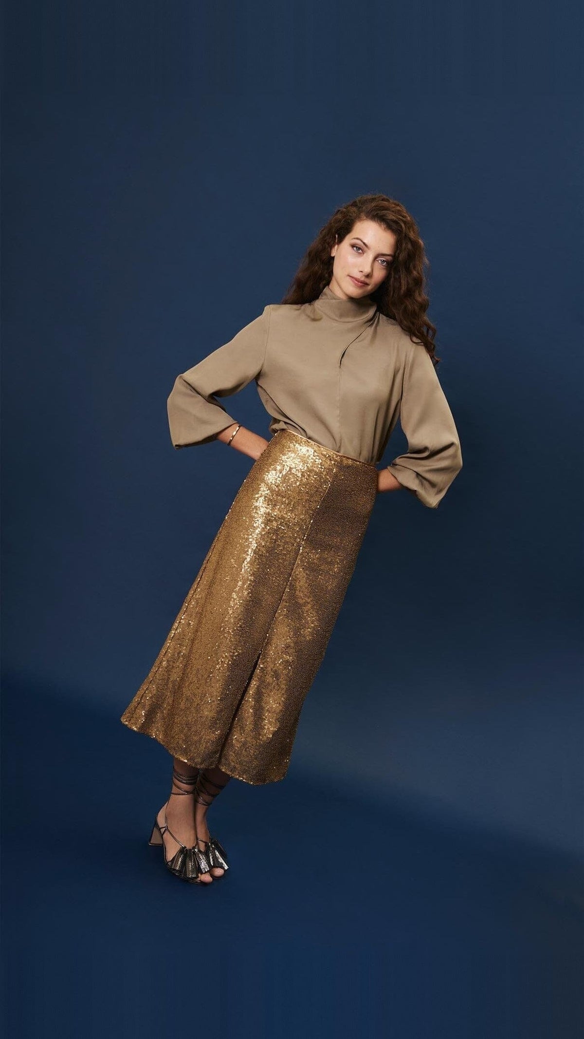 Falda Radziwill lentejuela dorada Skirts Galcon Studio 