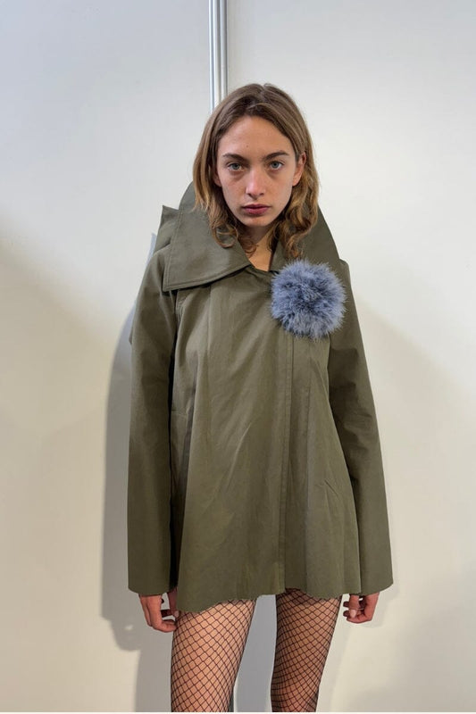 FEATHER POMPOM BLUE/GREY Headpieces Ernesto Naranjo 