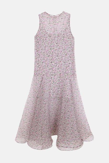 Floral print silk organza dress Dresses Tot-Hom 