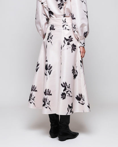 Floral Print Taffeta Midi Skirt Skirts Mirto 
