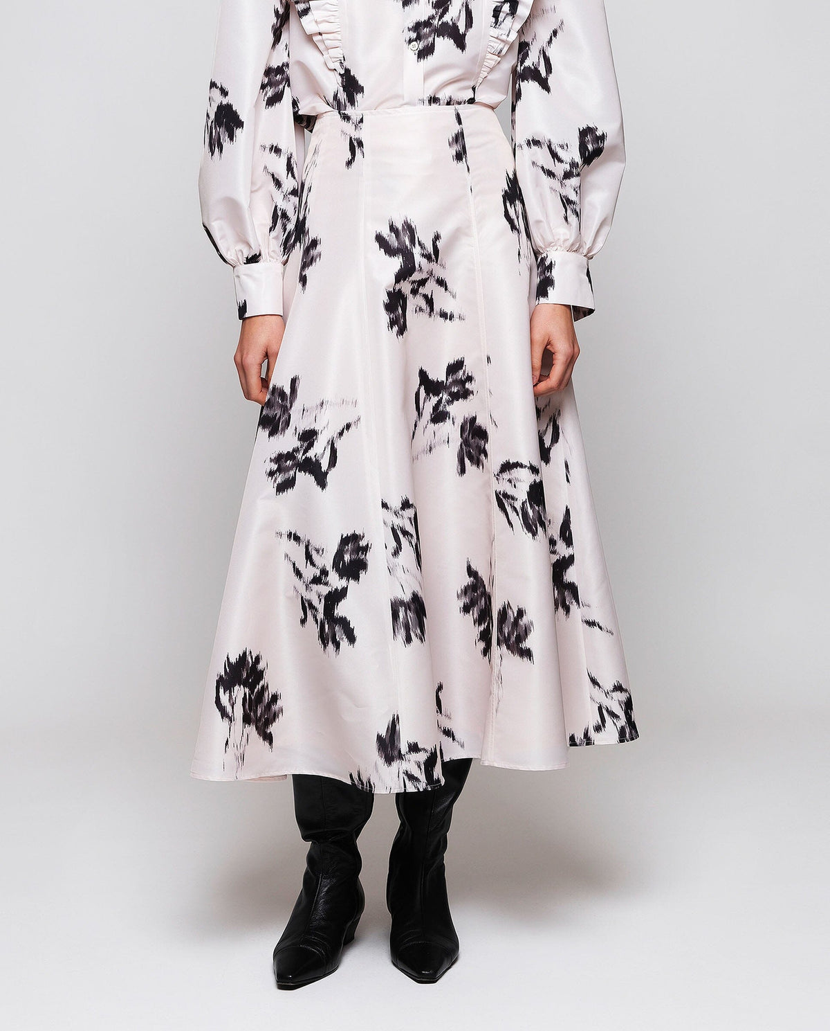 Floral Print Taffeta Midi Skirt Skirts Mirto S / 38 