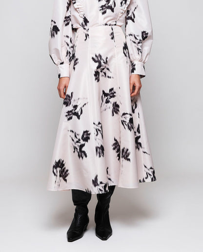 Floral Print Taffeta Midi Skirt Skirts Mirto S / 38 