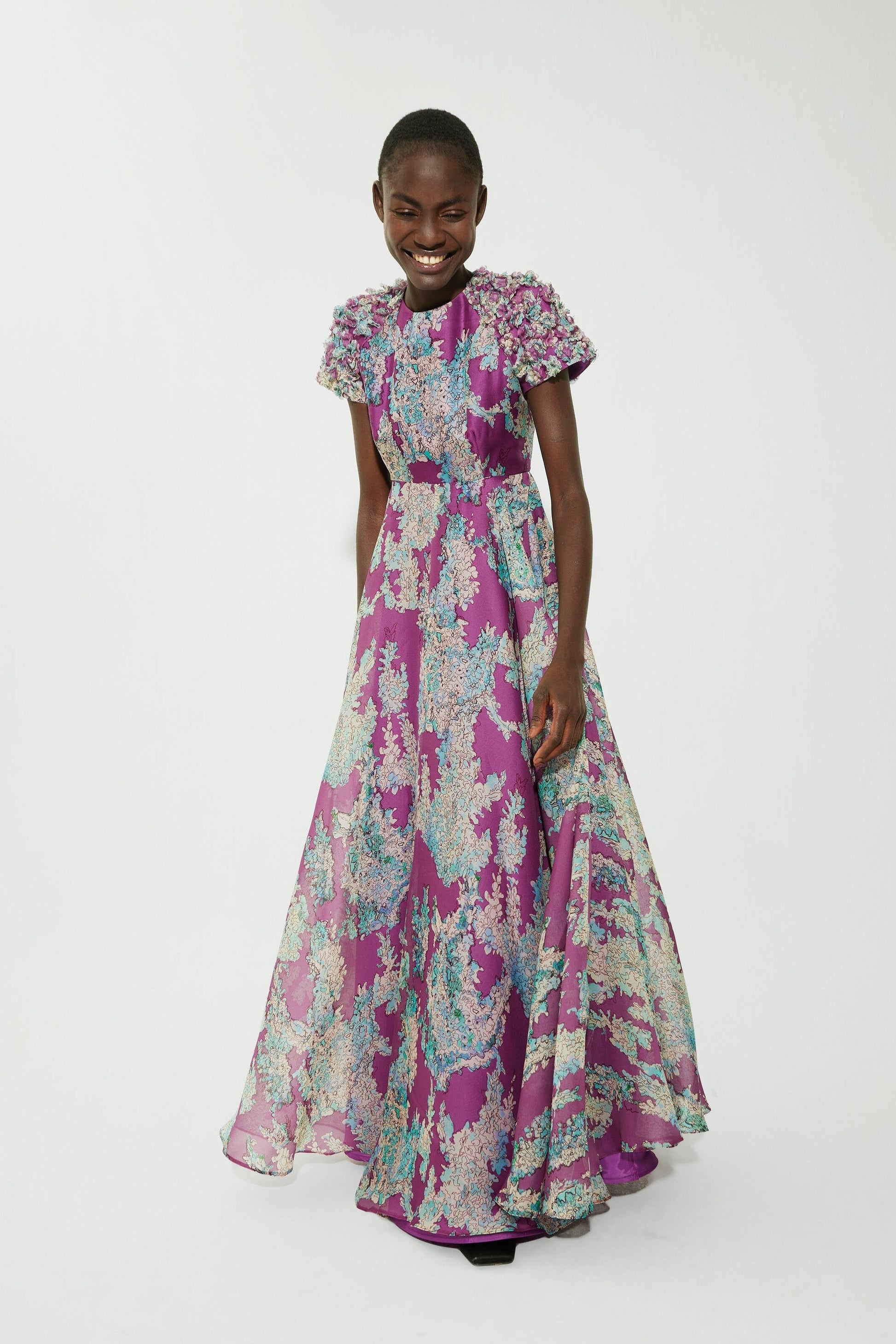 Floral printed organza dress Dresses Tot-Hom 