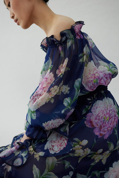 Floral printed silk chiffon blouse Tops and Blouses Tot-Hom 