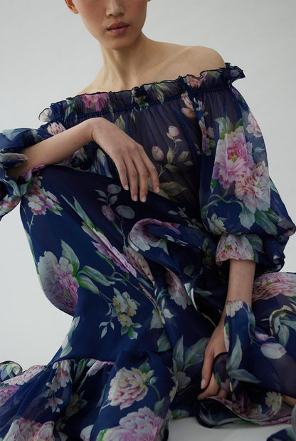 Floral printed silk chiffon blouse Tops and Blouses Tot-Hom 