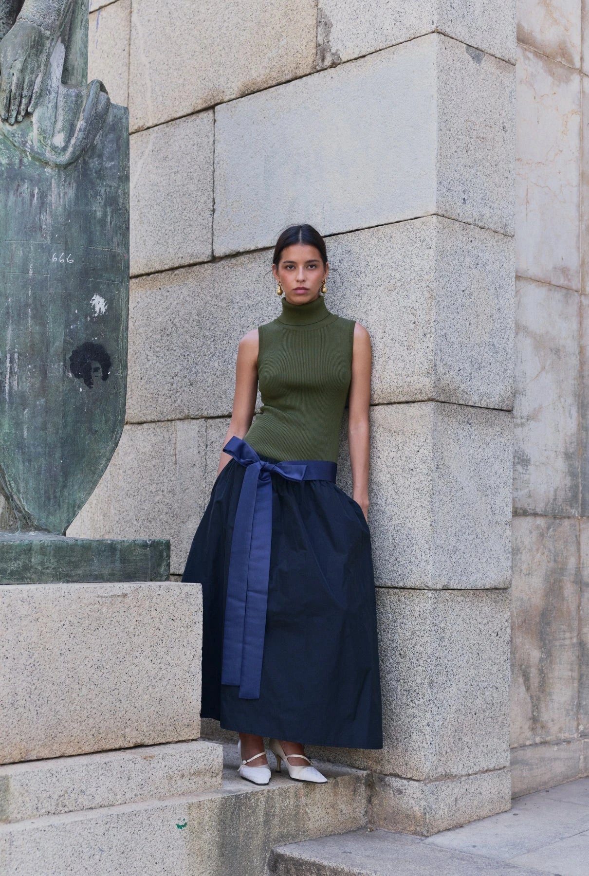 Frida Dress Bow Military Green Dresses Laia Alen 
