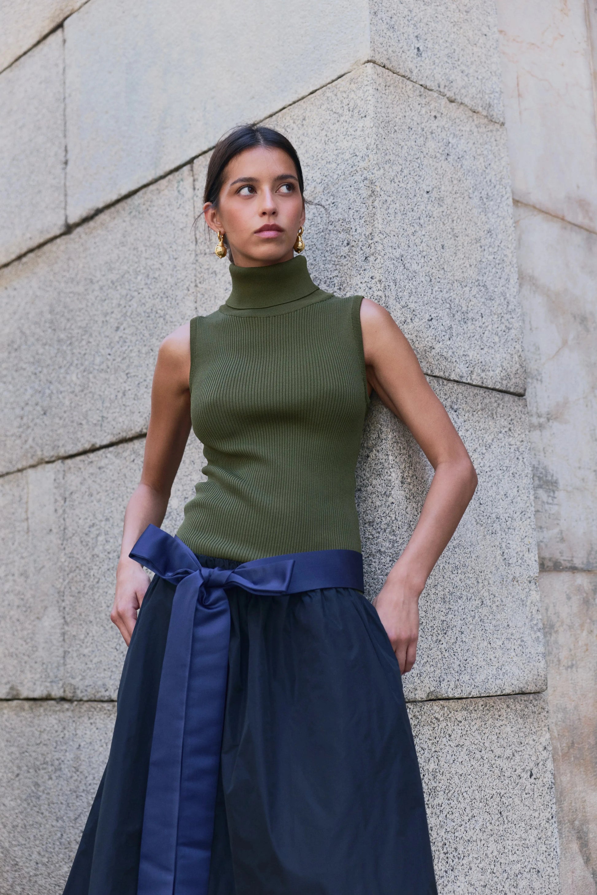 Frida Dress Bow Military Green Dresses Laia Alen 