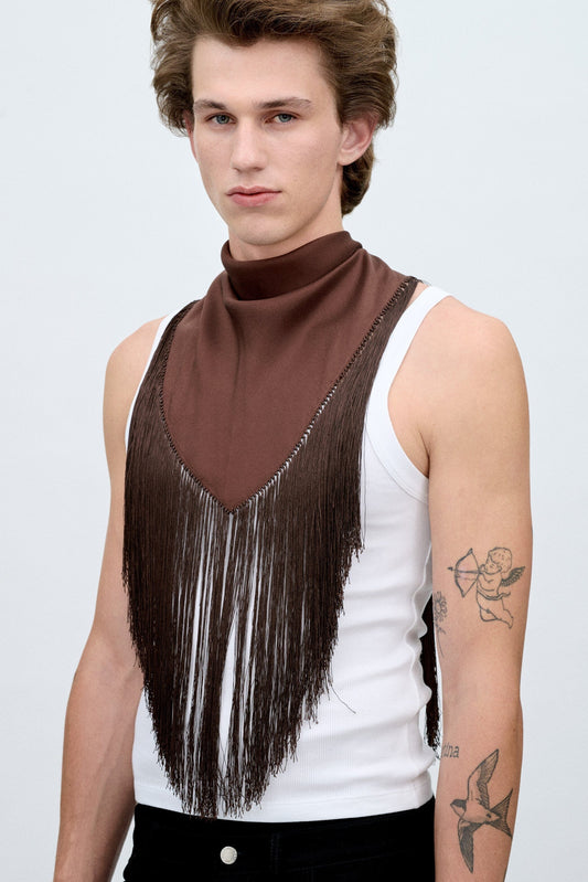 Fringed Brown Bandana Foulards & Scarves PALOMO SPAIN 