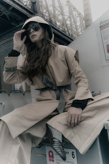 Gabardina Benedetta duo capucha beis Coats Julise Magon 