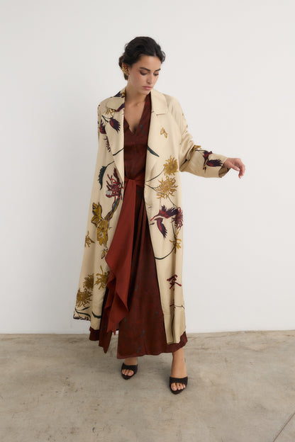 Gabardina Manuela flora Beige Coats Galcon Studio 