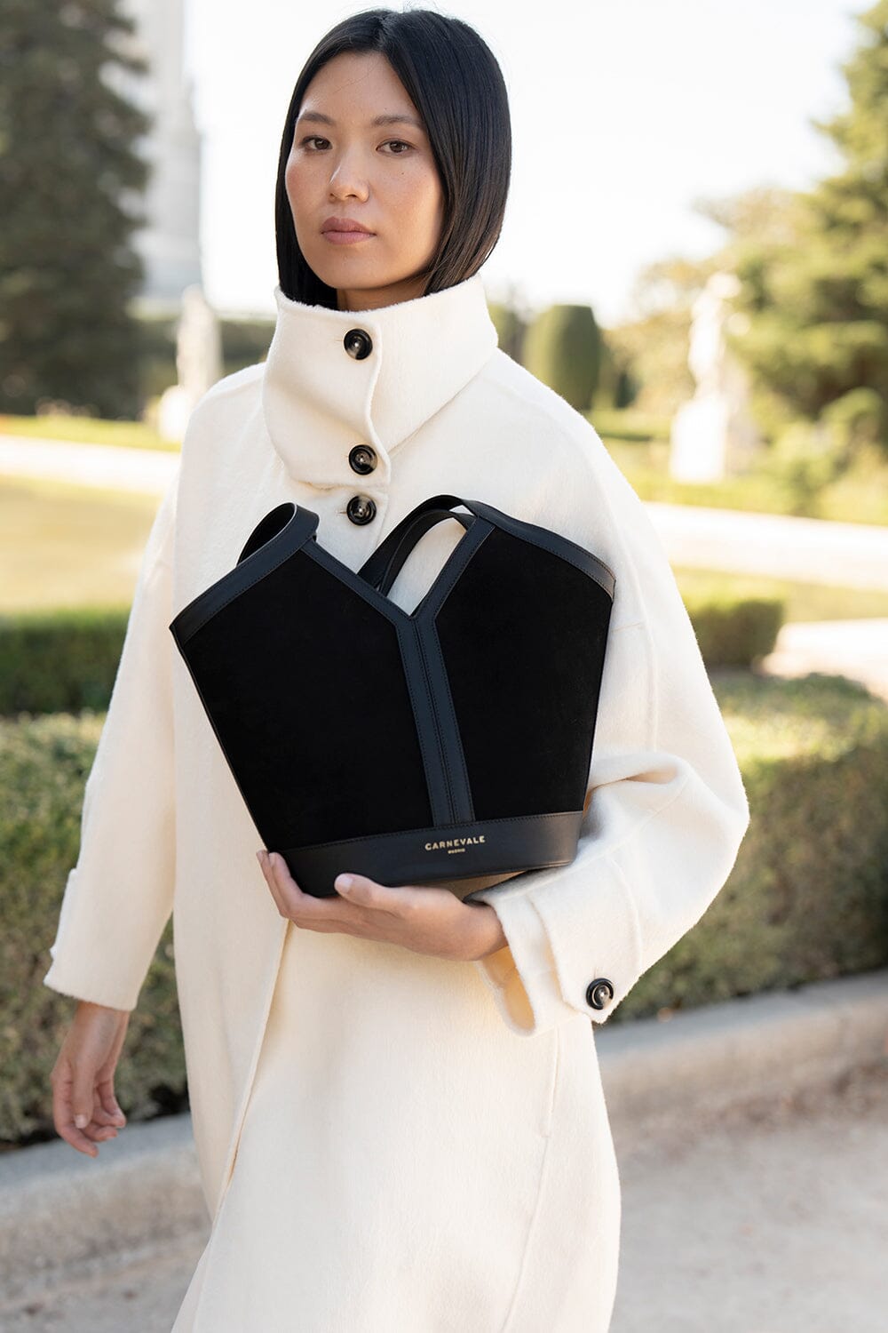 Gaia Black Suede Shoulder bags Carnevale Madrid 