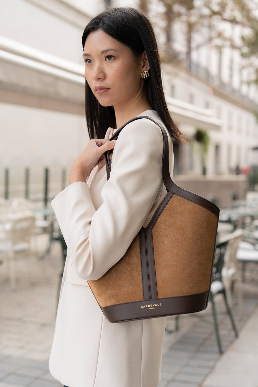 Gaia Caramel Suede Shoulder bags Carnevale Madrid 